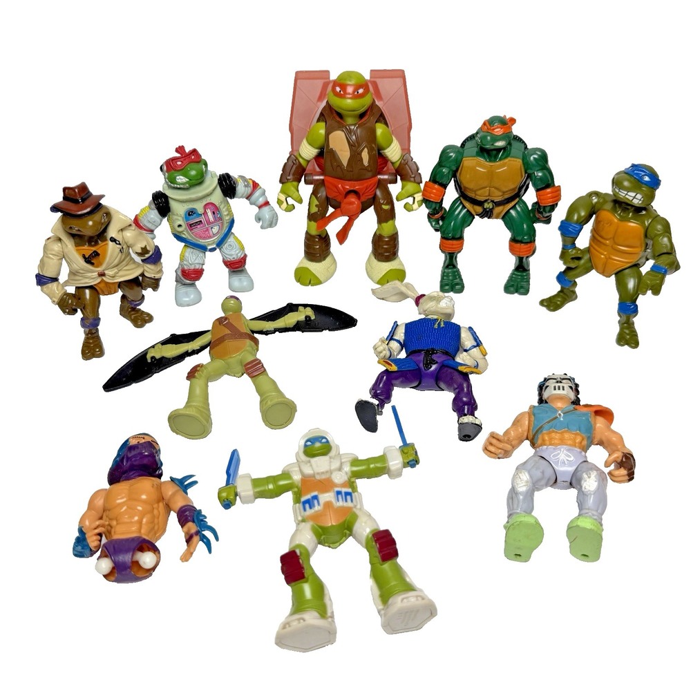Vintage Teenage Mutant Ninja Turtles Figures Lot of 9